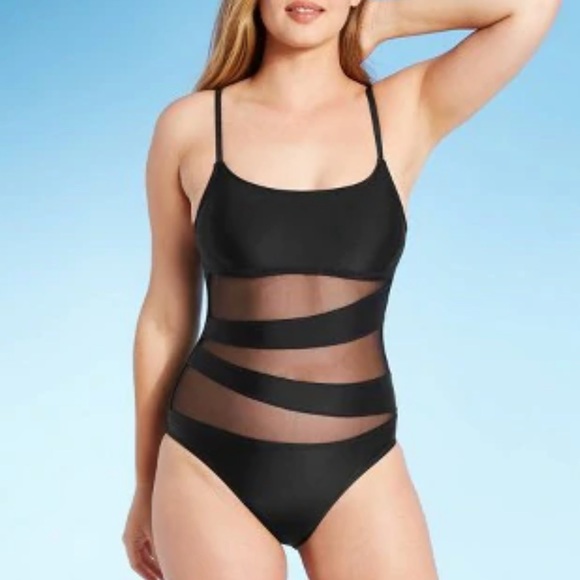 SHADE & SHORE MESH FRONT ONE PIECE SWIMSUIT- L (12-14) - Picture 1 of 15